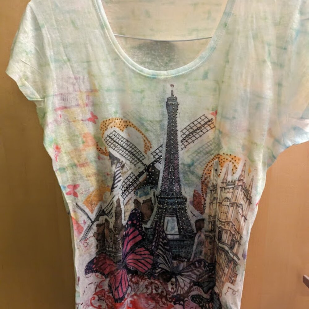 Y2K graphic Paris top